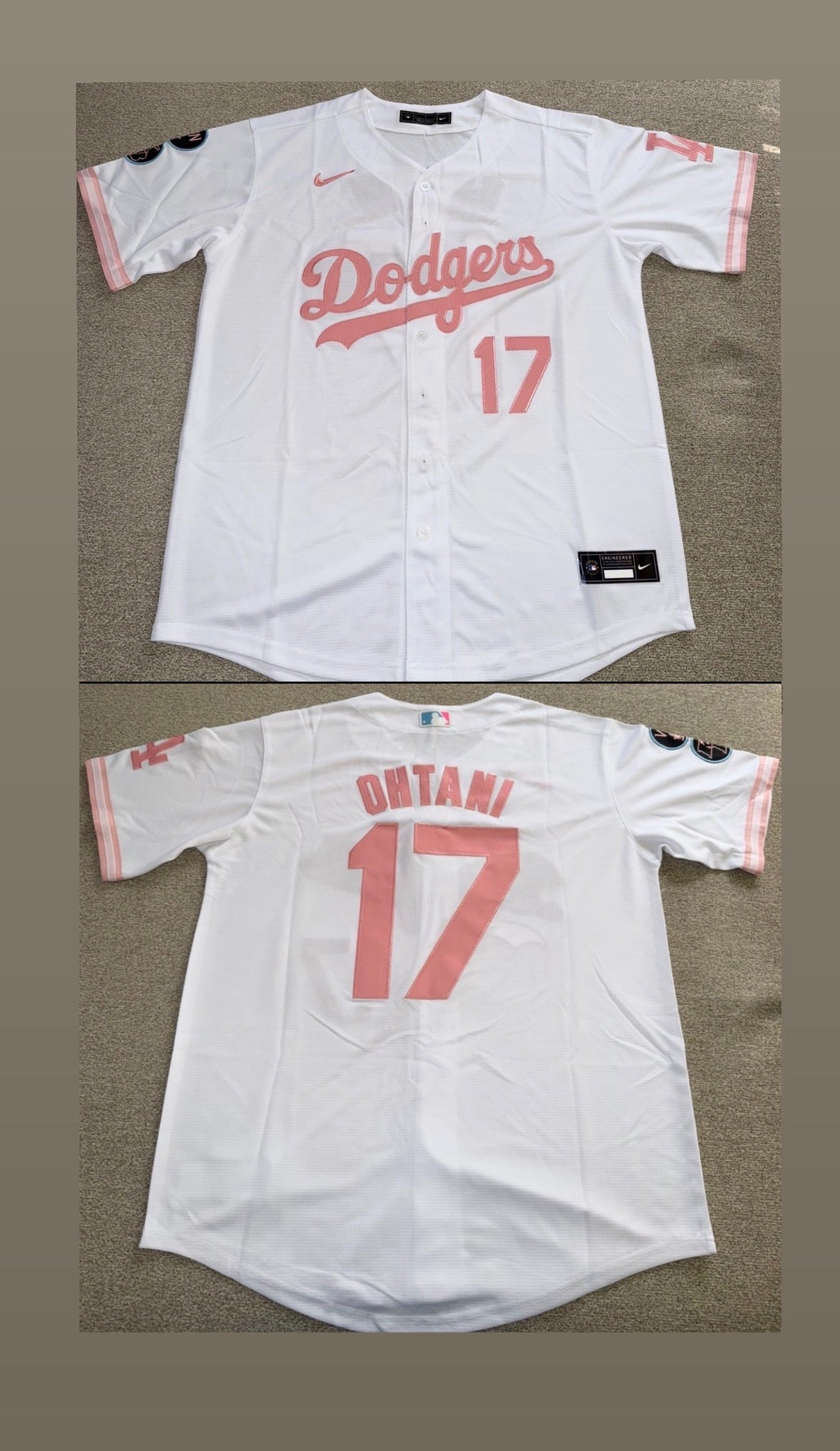 Los Angeles Dodgers Pink Text Shohei Ohtani Jersey