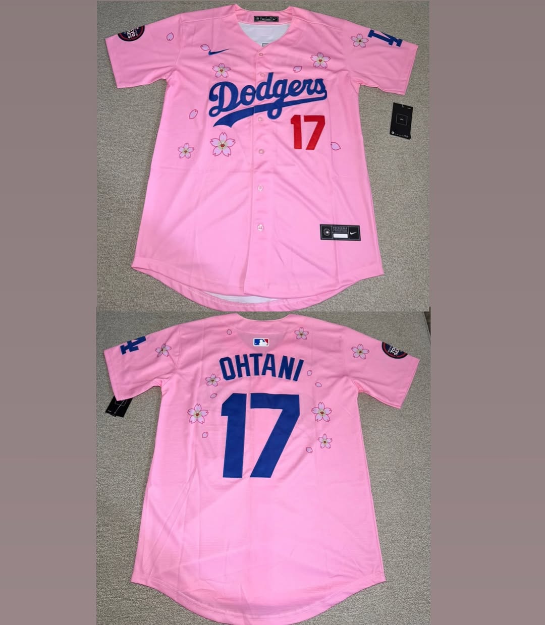 Los Angeles Dodgers Shohei Ohtani Pink Flower Jersey